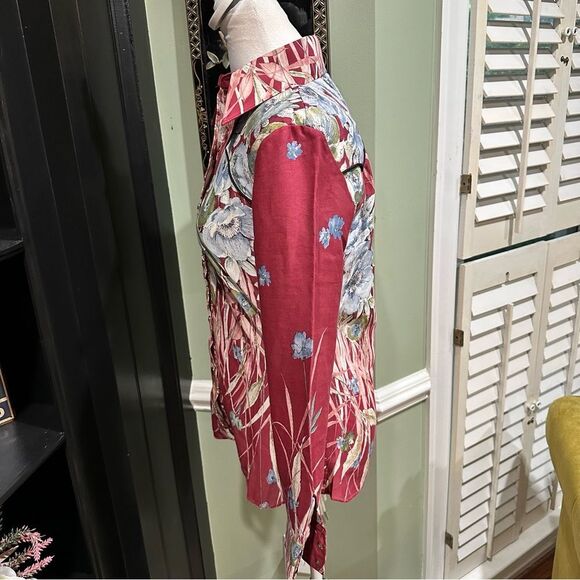 NOS USA Made Tem Tex Western Button Down Floral Rockabilly Snap Shirt Size 12 - Picture 8 of 10